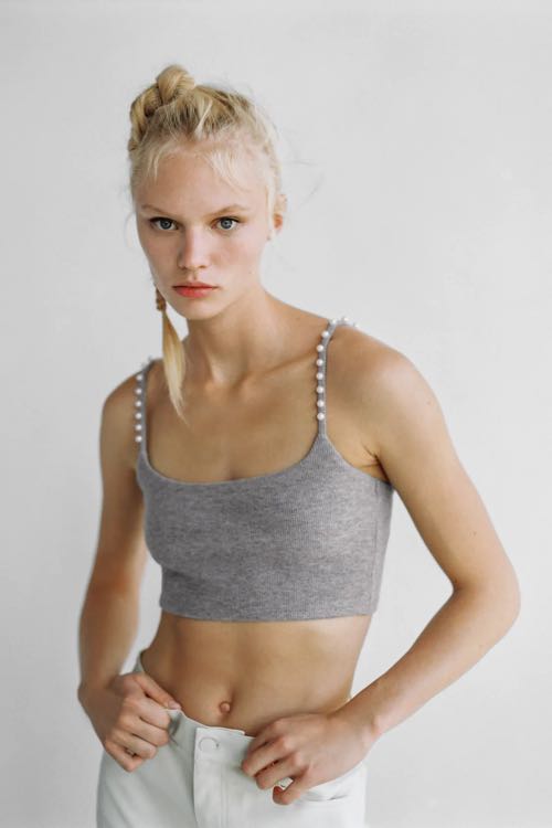 Pearl crop top zara Outlet
