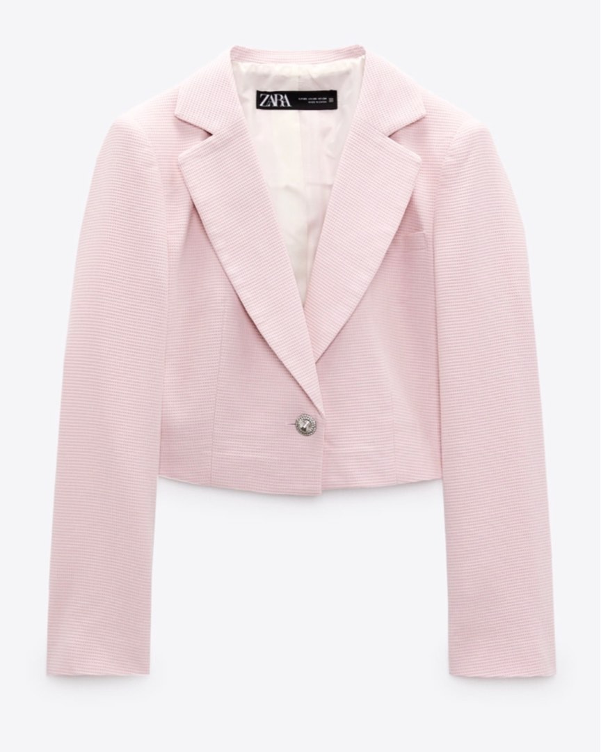 Zara textured cropped blazer, Women's 