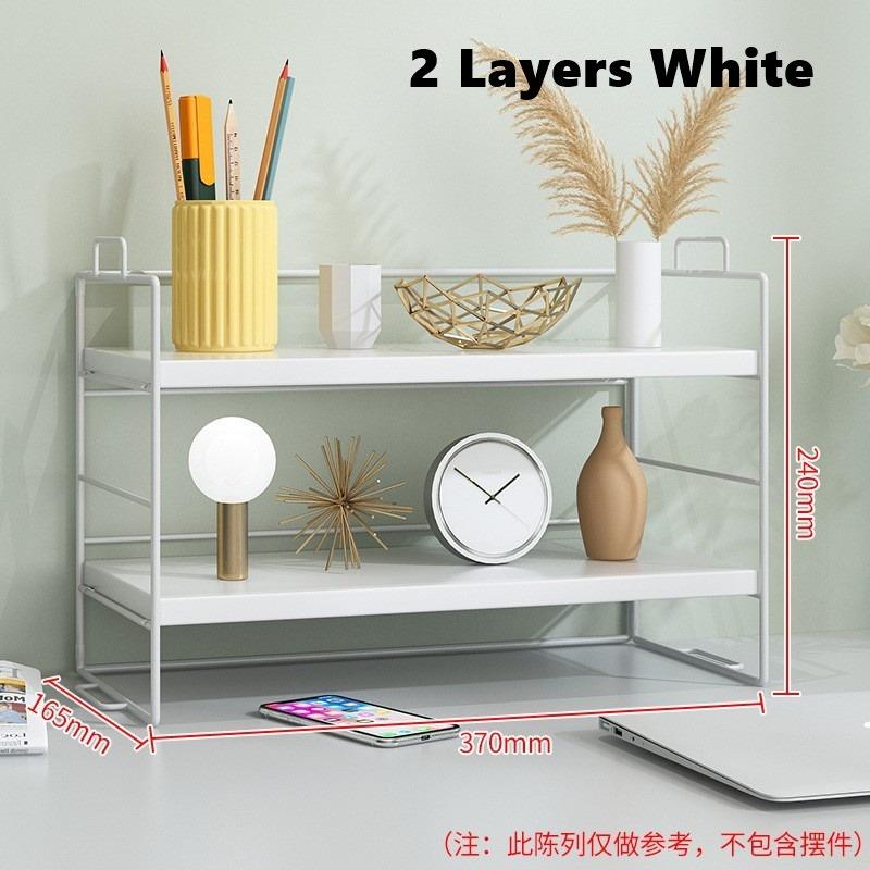 1/2/3 Tiers Desktop Shelf Organizer Adjustable Wood Display Desk Shelf ...