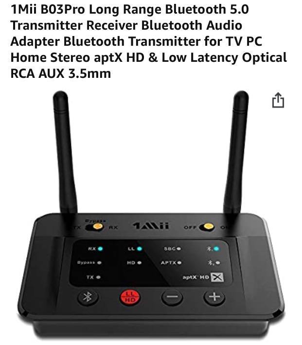 1Mii B03Pro Long Range Bluetooth transmitter and receiver for tv, audio