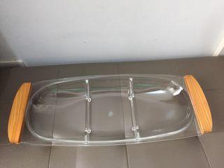 Acrylic Serving Tray with Wooden Handle