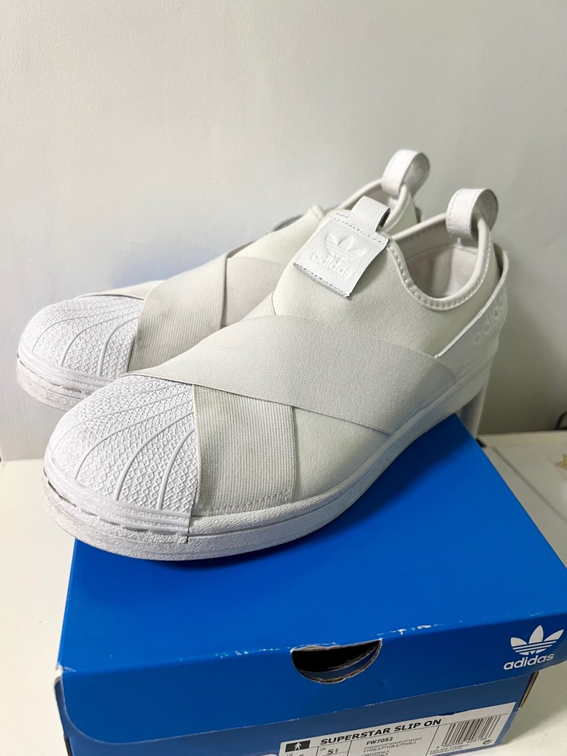 Adidas superstar sale slip on silver
