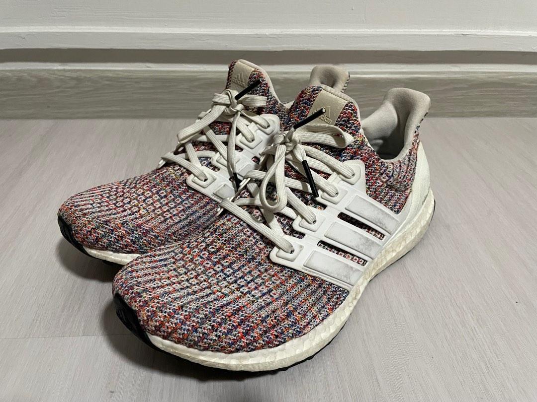 White adidas ultra boost with rainbow sale