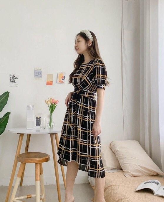 white christmas dresses Korean Style] Off-white Blue Flowy Chiffon Short Dress – Ordicle main image 1