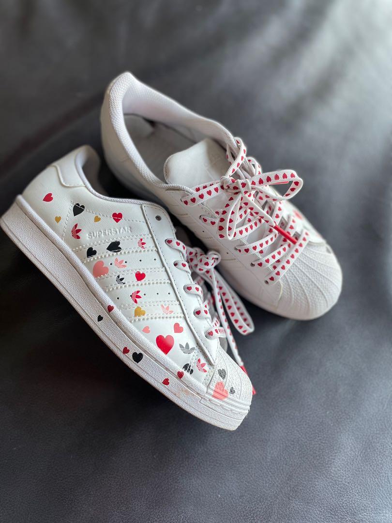 ALMOST NEW Adidas Originals Valentine s Superstar trainers with heart print in White 50th Anniversary special edition