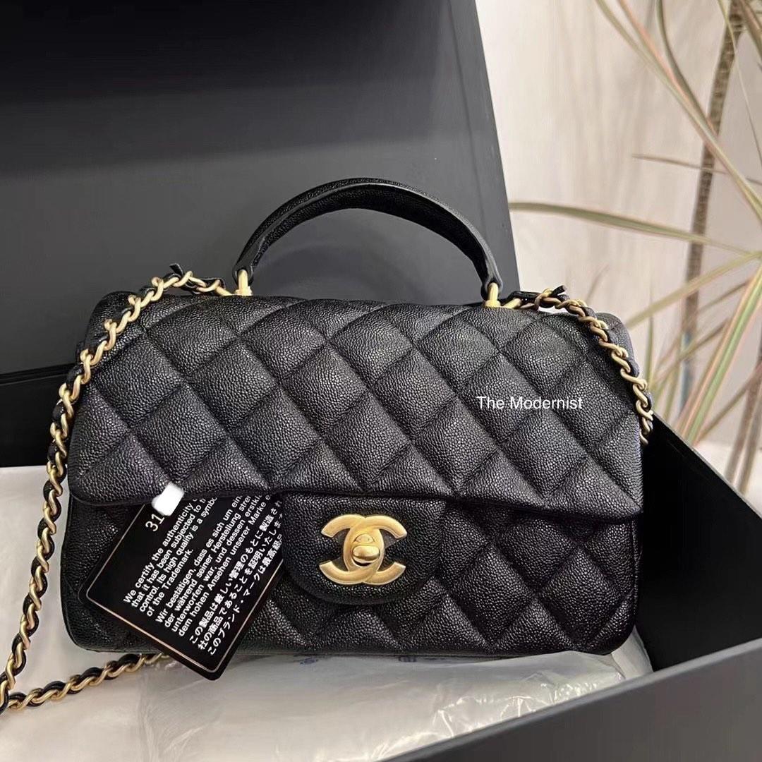 Authentic Chanel Mini Flap Bag with Handle Black Caviar Gold Hardware,  Luxury, Bags & Wallets on Carousell