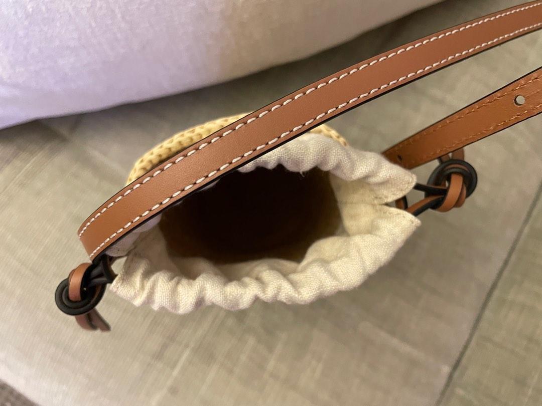 Loewe + Paula's Ibiza Leather-trimmed Woven Raffia And Hemp Bucket Bag In  Natural