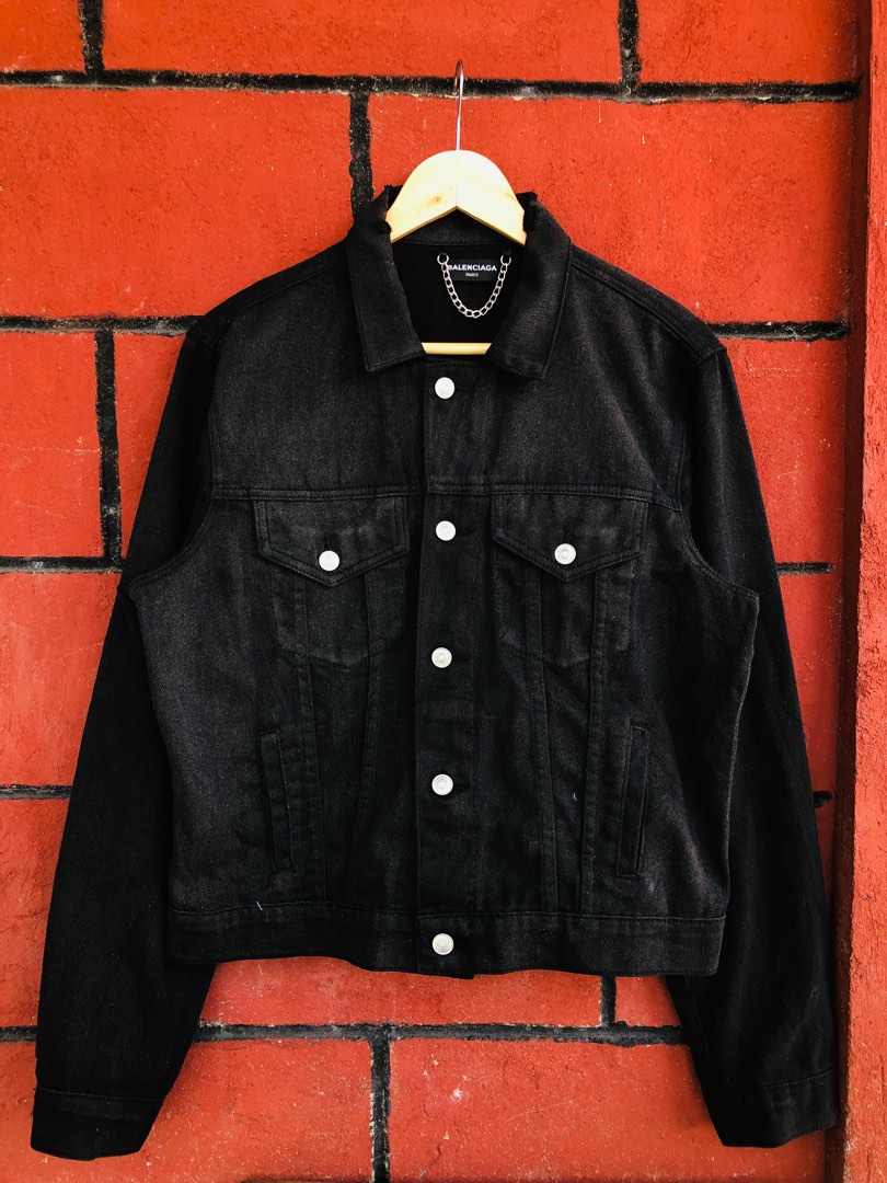 BALENCIAGA BLACK DENIM JACKET, Luxury, Apparel on Carousell