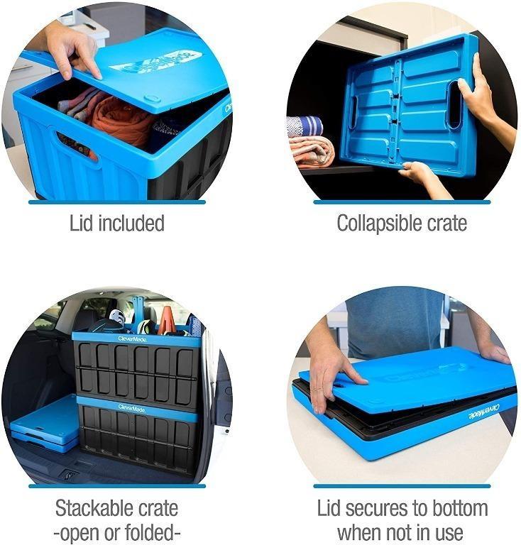 [BML] (chk) THREE 3x CleverMade 46 Liter Collapsible Foldable Storage ...