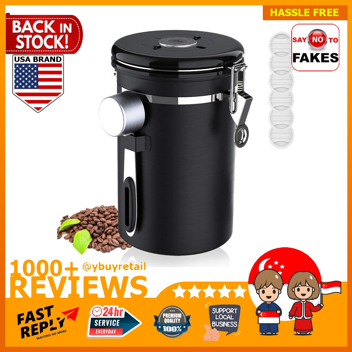 ZENTORIQ 2 Pcs Coffee Container Airtight,Coffee Jar With Scoop,Airtight Coffee Canister Retains,For Ground Coffee, Spices, Herbs, Candy, Protein Powder