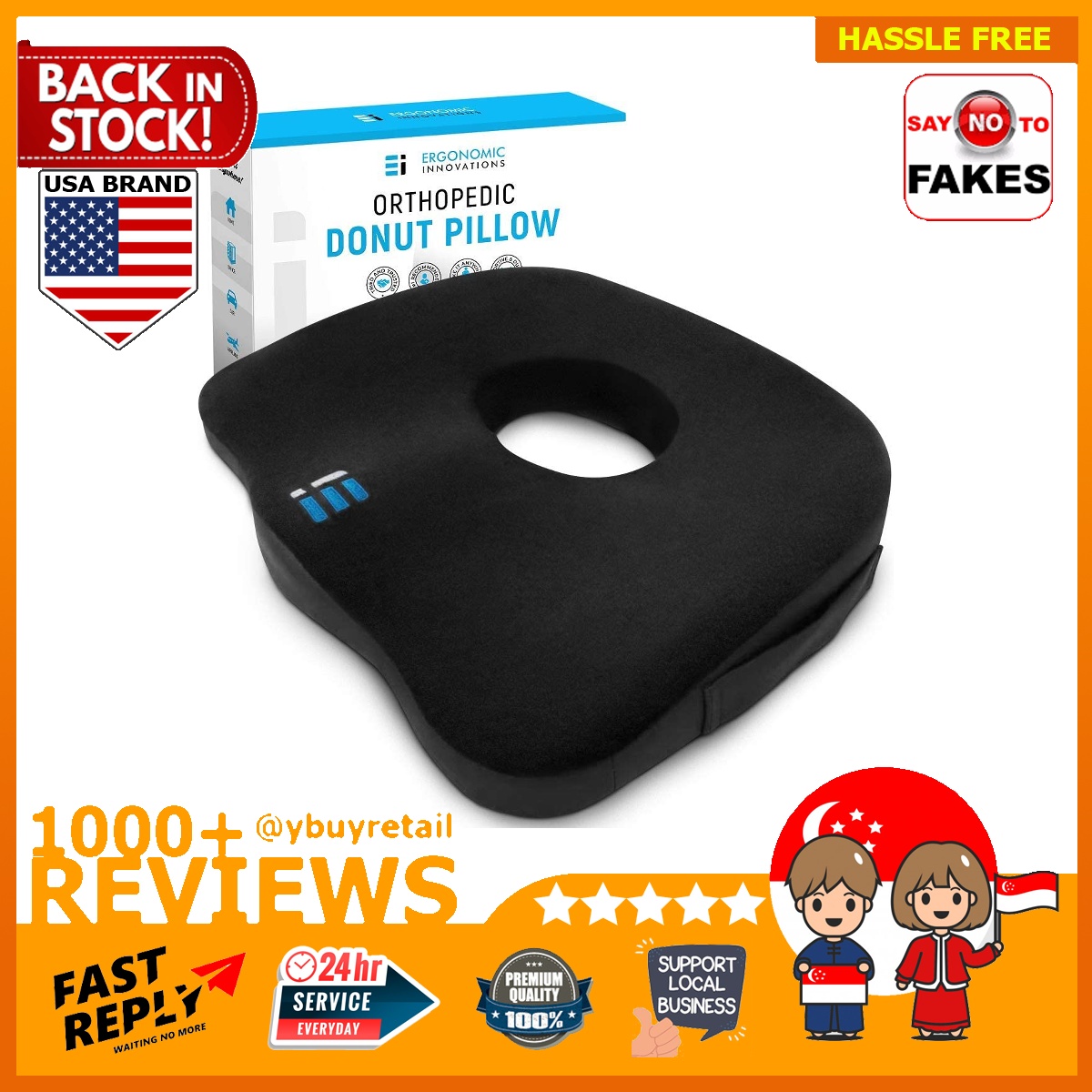 [BML] ERGONOMIC INNOVATIONS Orthopedic Donut Pillow Memory Foam Chair