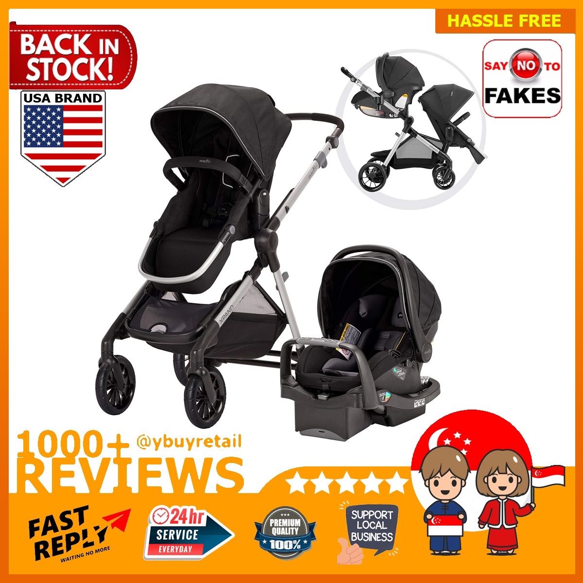 [BML] Evenflo Pivot Xpand, SingletoDouble Convertible Baby Stroller