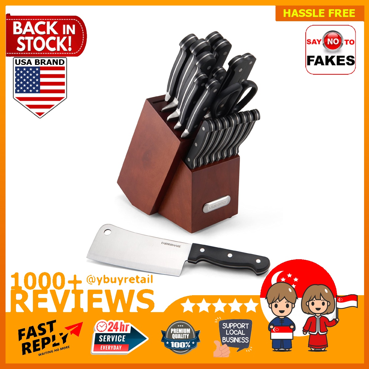 [BML] Farberware 21 piece Classic Triple Riveted Cutlery Set