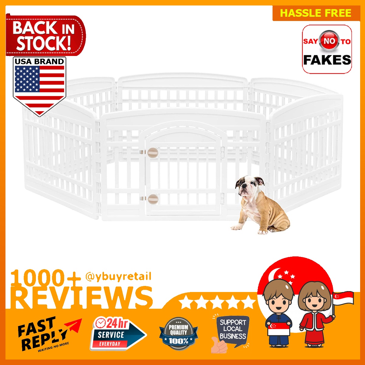[BML] IRIS USA 24'' 6 Panel Exercise Pet Playpen with Door cage dog