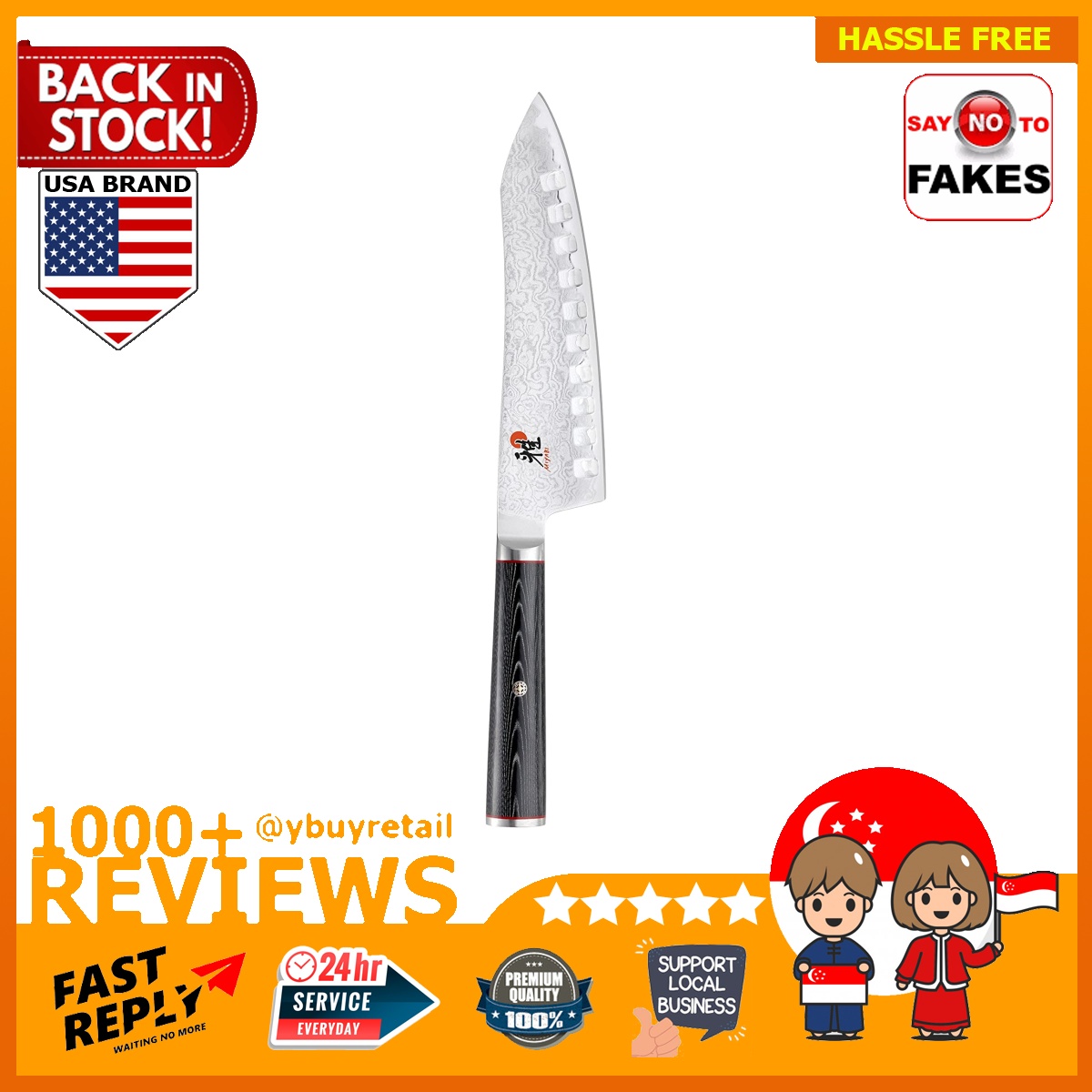 [BML] Miyabi Kaizen Japan Japanese Hollow Edge Rocking Santoku Knife, 7