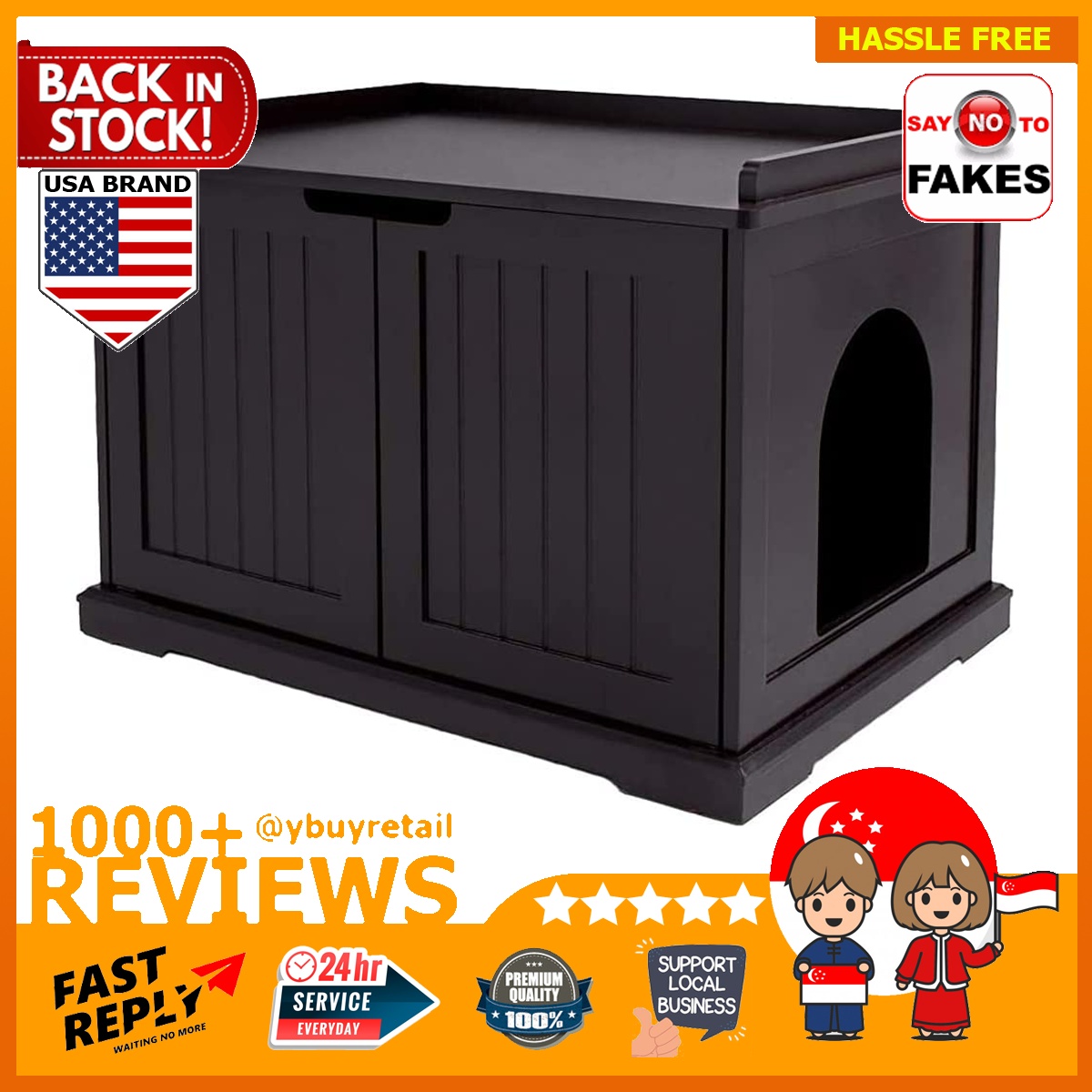 [BML] unipaws Designer Cat Washroom Storage Bench, Litter Box Cover