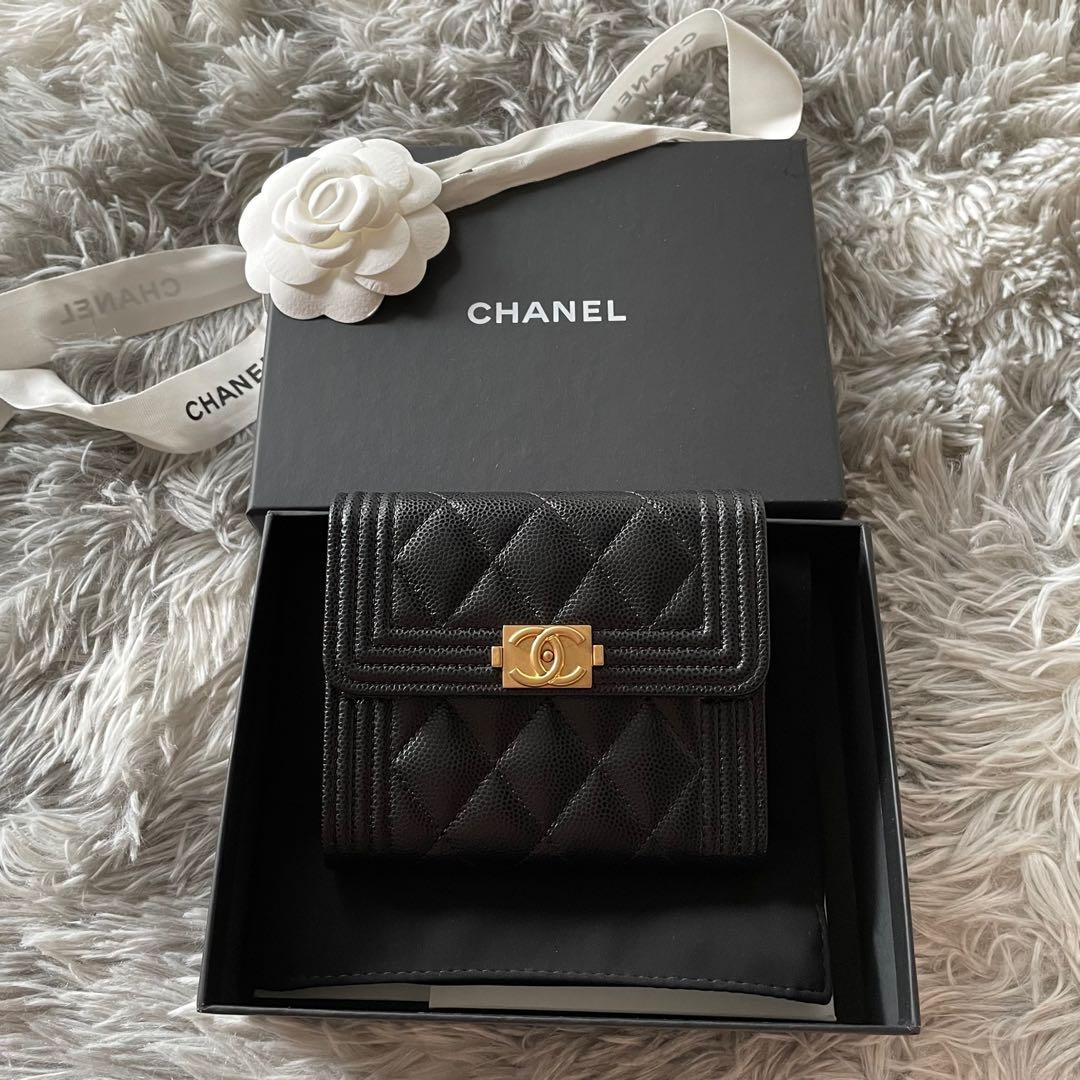BN Chanel classic boy small flap wallet, Luxury, Bags & Wallets on Carousell