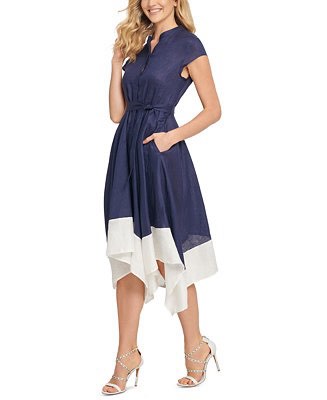 dkny white linen dress