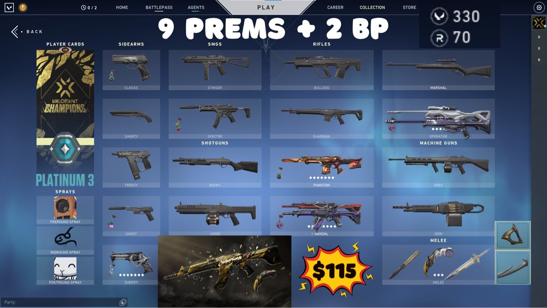 CHEAPEST CHAMPIONS KARAMBIT 9 PREMIUM SKINS VALORANT ACCOUNT WTS, Video