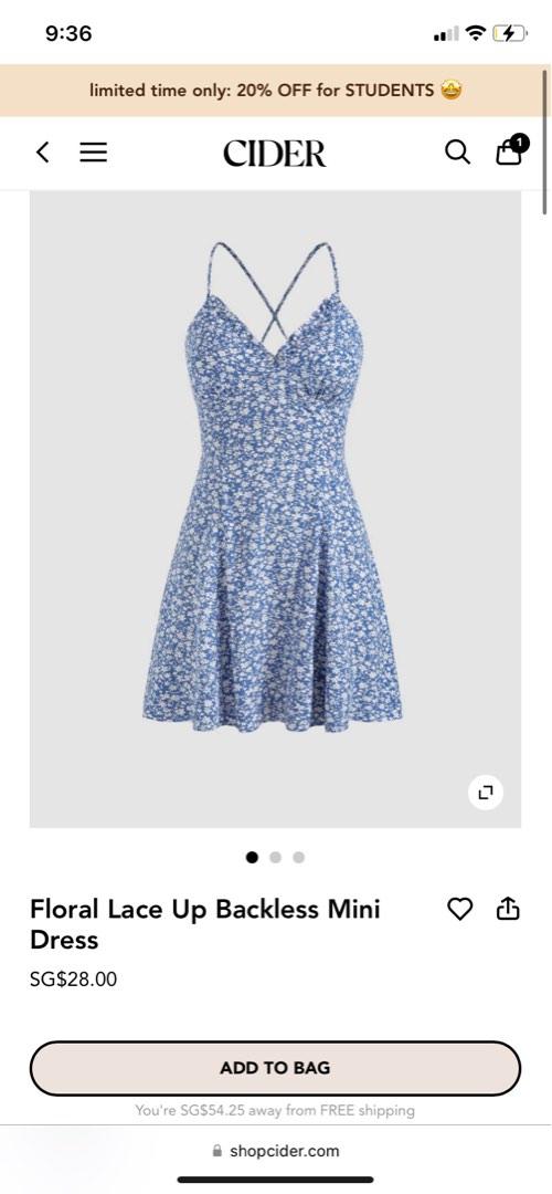 Cider floral lace up backless mini 