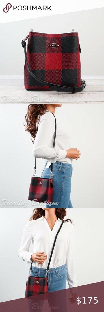 buffalo plaid purse coach