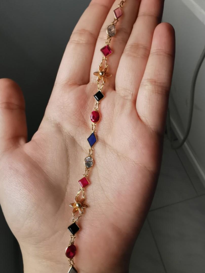 Colourful Gemstone Bracelet 10K gold Yellow Flower Women s