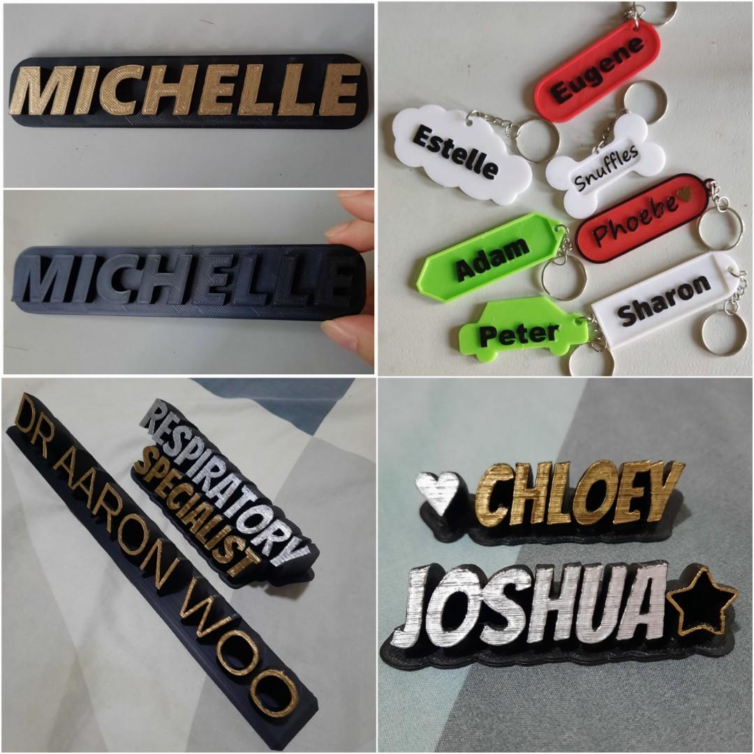 Custom personalised 3D printed name plate office desk door keychain