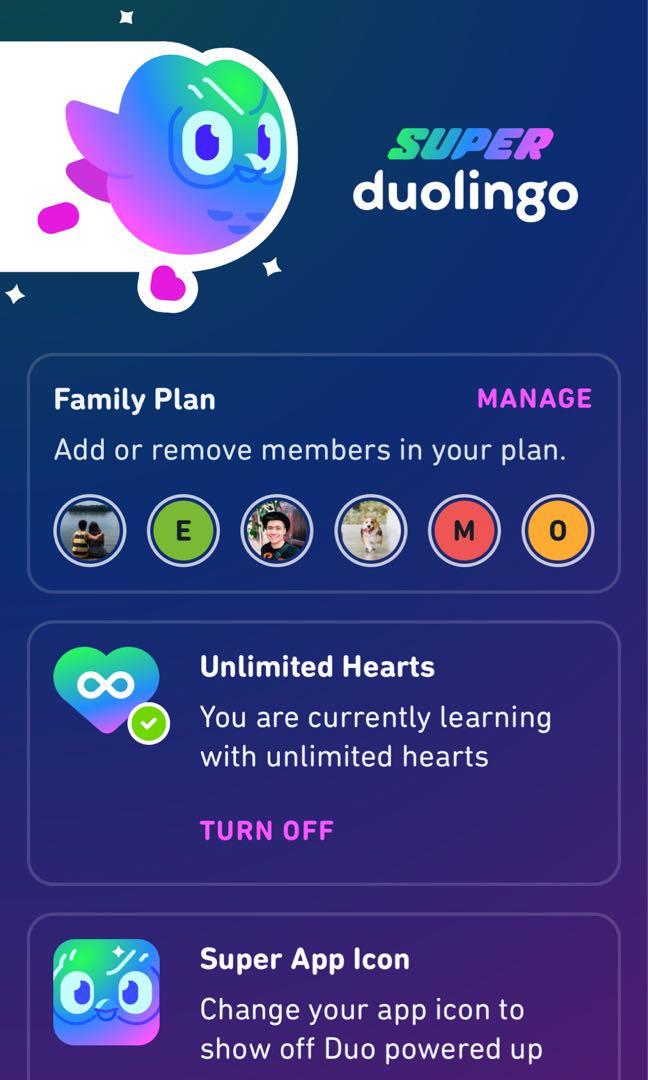 Duolingo Family Plan (Super/Plus), Computers & Tech, Parts