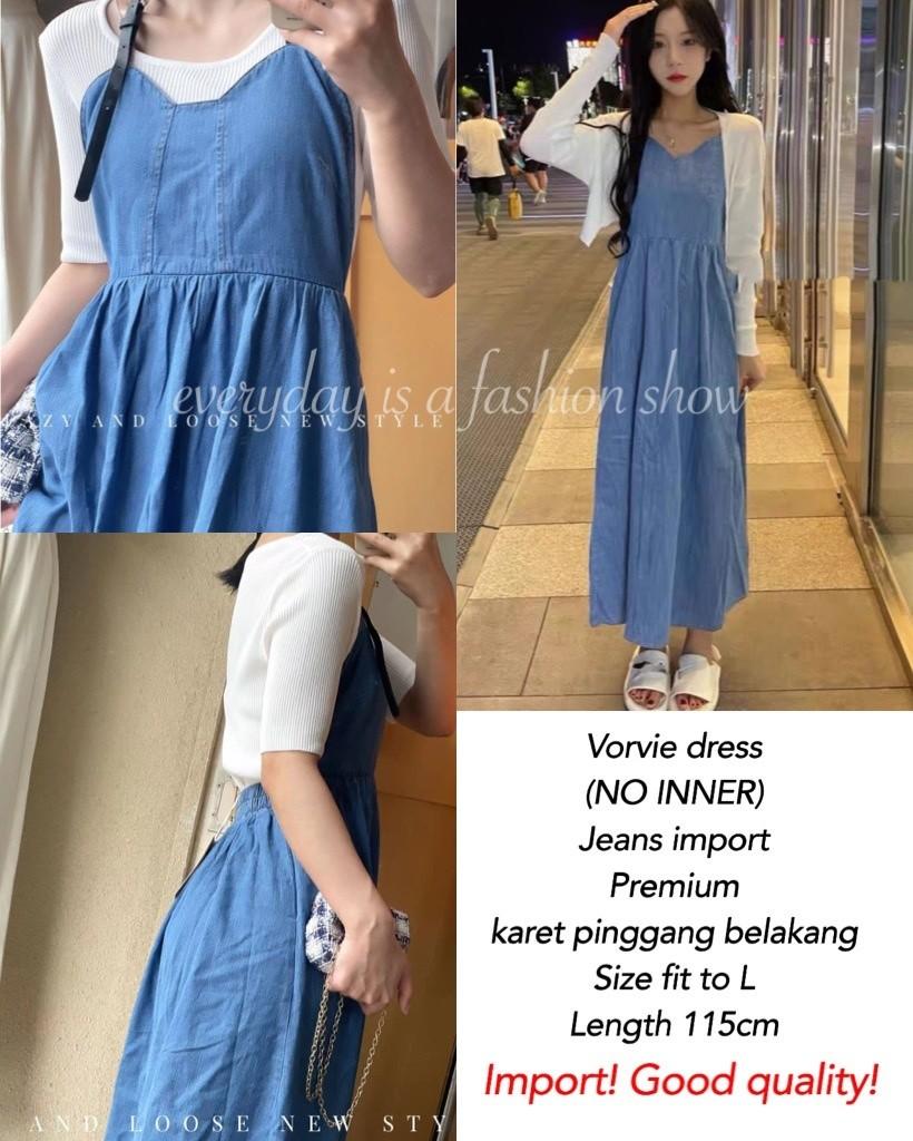 Ec Dress Jeans Vorvie Import Premium l atasan fashion baju dress jeans wanita