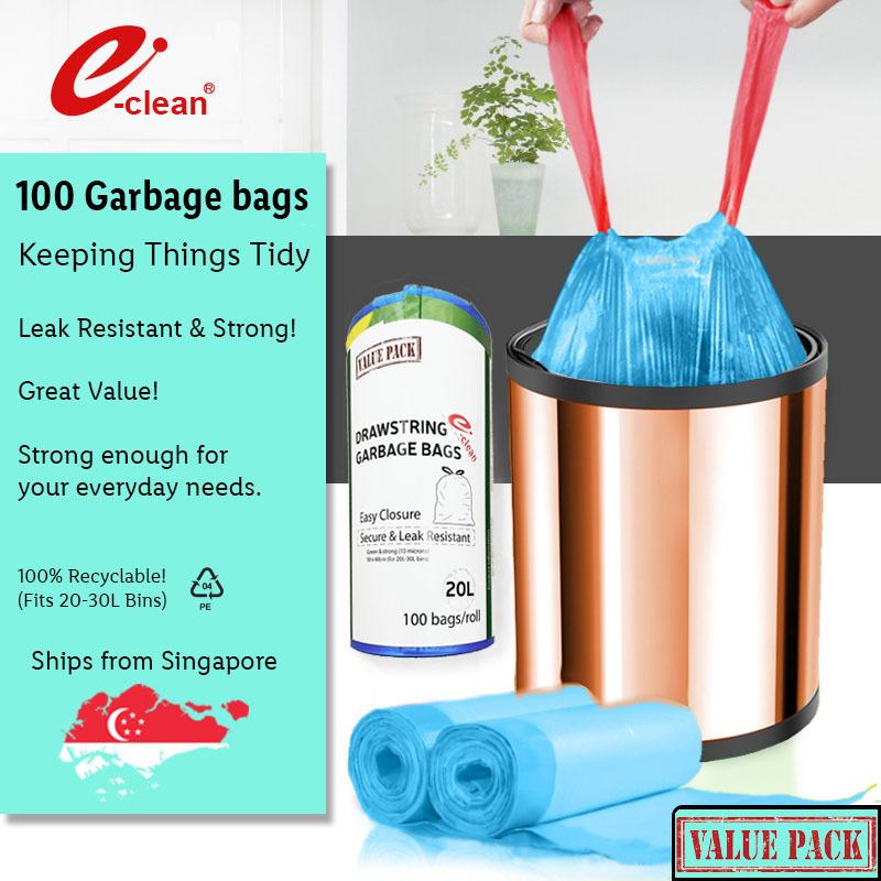 EKO Drawstring Bin Liners Pack of 20 Pcs, Integrated Drawstring Handle Garbage  Trash Bag Different Sizes