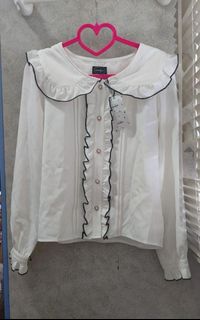 日本品牌Evelyn襯衫 白色 有牌 japan evelyn shirt white64207449919106110