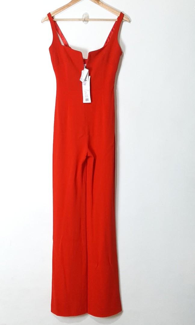 Galvan London Jumpsuit Crepe Fiery Red Dress