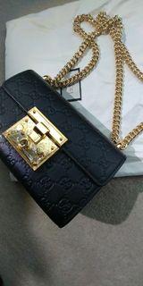Gucci padlock small gg shoulder bag black leather