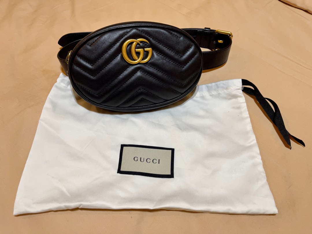 Gg marmont matelassé leather top belt bag