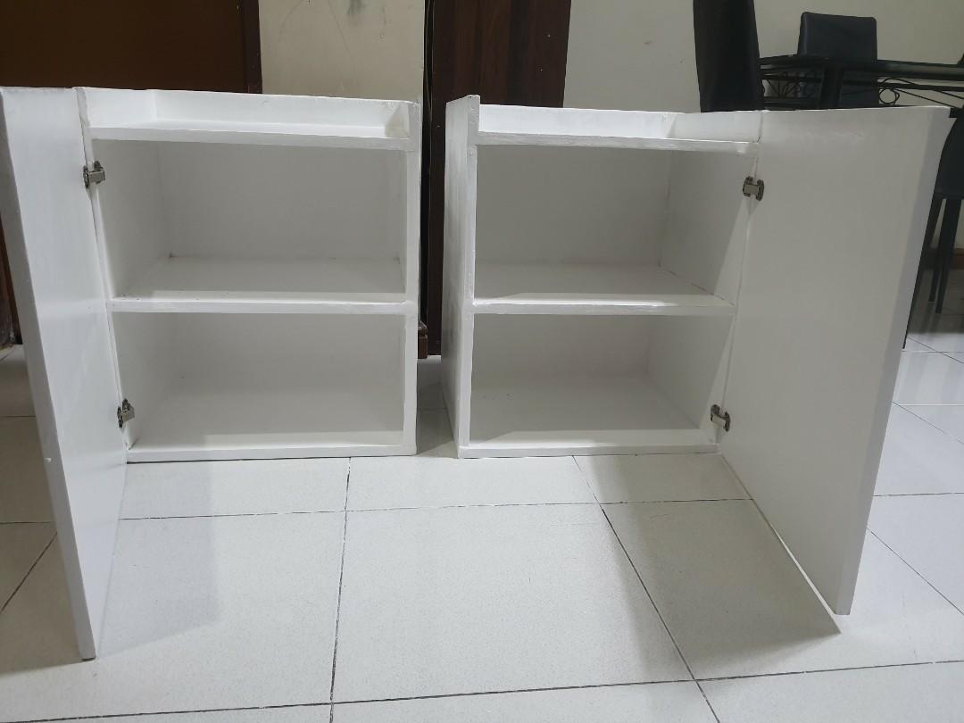 ‼️REPRICED‼️Hanging Cabinet‼️ (Category: Shelves, Cabinets & Racks) located in Malolos. Submitted by a.frij (Listing ID 1179883243, Image 2). Description: Single Door Hanhing Cabinet for kitchen/bedroom/bathroom/office *REPURBISHED/REPURPOSE *plain white/ with marble design sticker wrapp/ cover Size: H: 60cm L: 50cm W:40cm *price per piece 2 pcs. available.