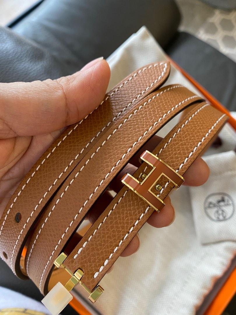 Kelly pocket leather belt Hermès White size 85 cm in Leather