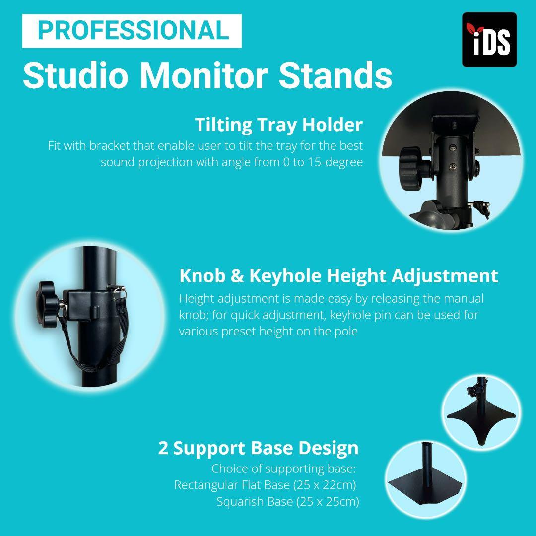 [iDS] Premium Tilting Studio Monitor Speaker Stand for Table and Floor