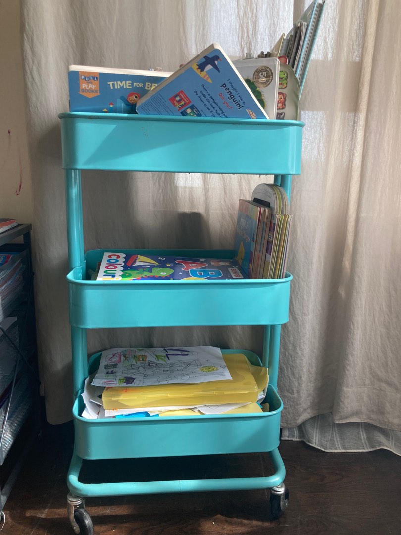 IKEA Raskog trolley blue + Lennart rack, Furniture & Home Living