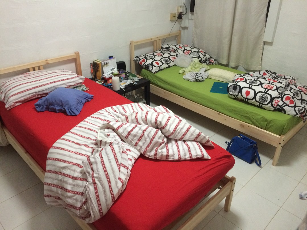 Ikea single bed frame + mattress., Furniture & Home Living, Furniture