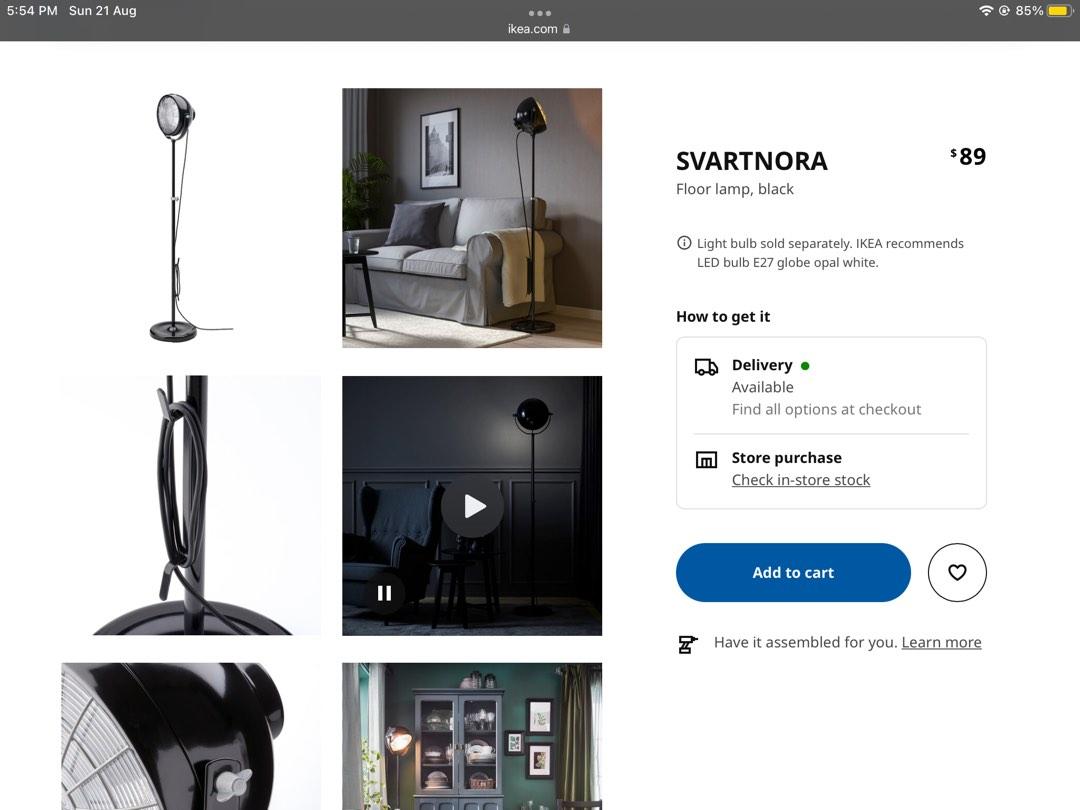 Ikea Svartnora Floor Lamp, Furniture & Home Living, Lighting & Fans