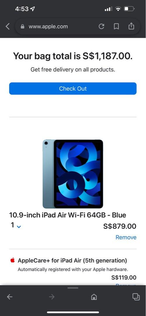 2022 Apple 10.9-inch iPad Air Wi-Fi 64GB - Blue (5th Generation)