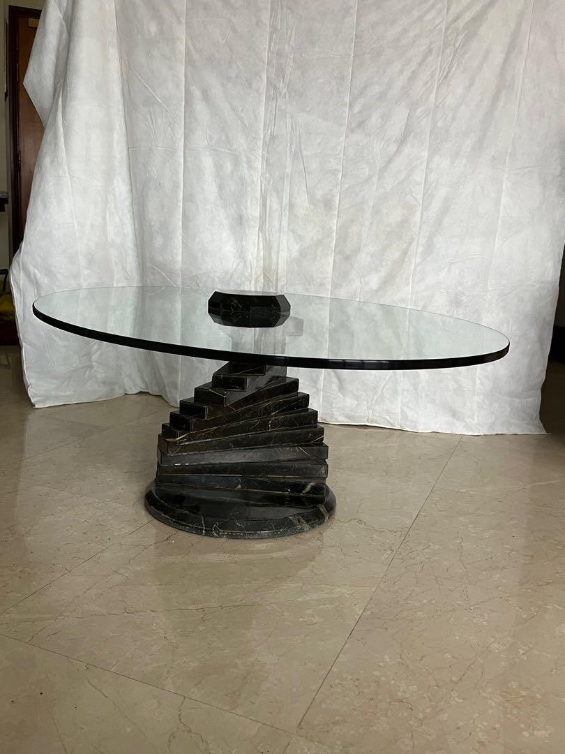 Italian marble base glass coffee table, Furniture & Home Living, Home