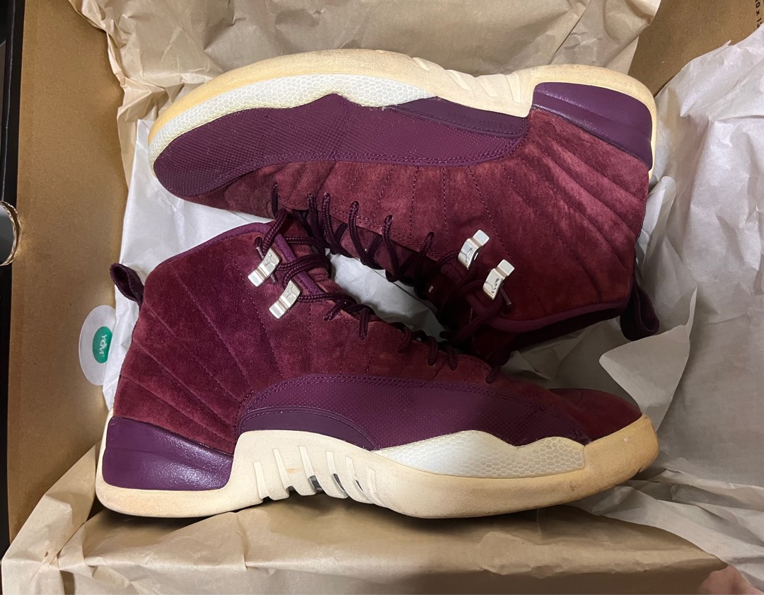 Jordan 12 burgundy outlet and gold