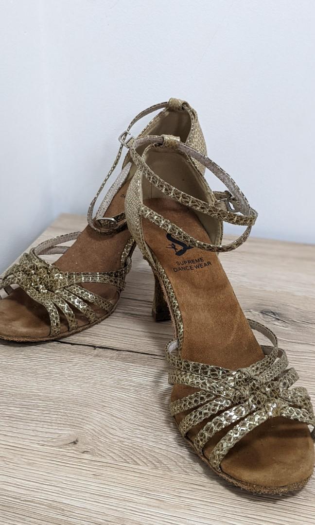 Gold Latin dance heels shoes