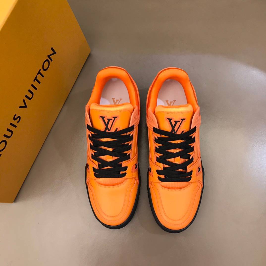 Lv trainer(orange) (binb /preorder), Luxury, Sneakers & Footwear on  Carousell