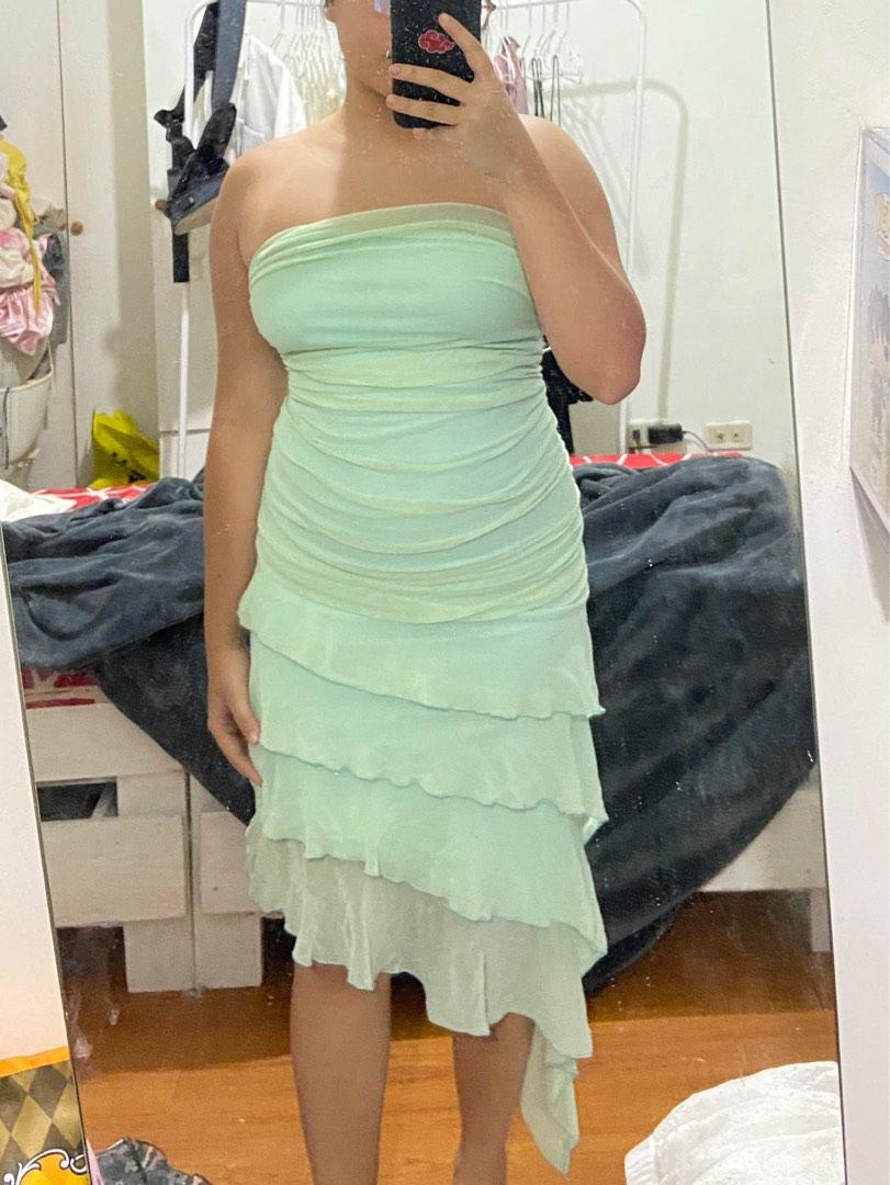 Mint green ruched dress /// cocktail classy dress chic party dress