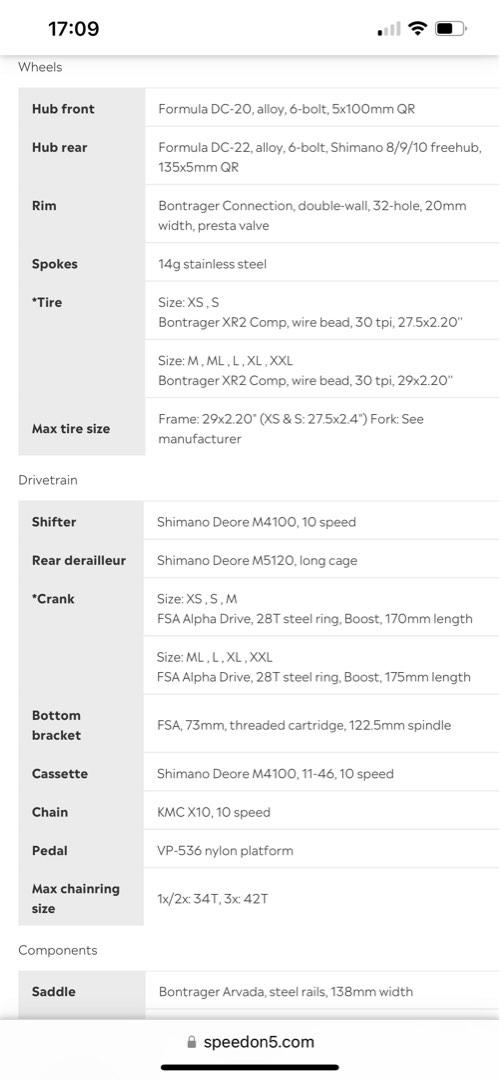 Trek Marlin 7 size S, Sports Equipment, Bicycles & Parts, Parts
