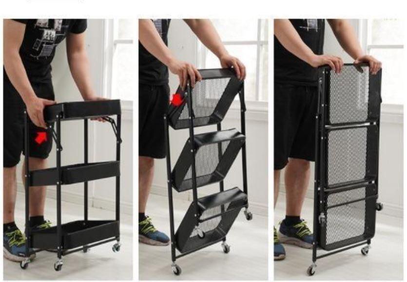 Movable Foldable Trolley Rack with Wheels, Furniture & Home Living ...
