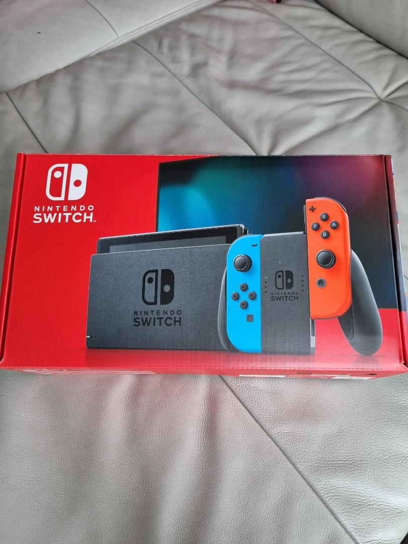 Nintendo Switch Console Neon Gen 2 with 3 games card, crystal case