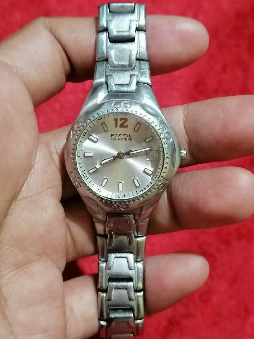 Fossil blue watch 100 meters women's sales
